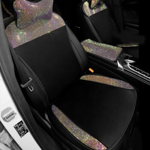 All4Cars.cyou Universal Ice Silk Car Seat Cover Crystal Rhinestone